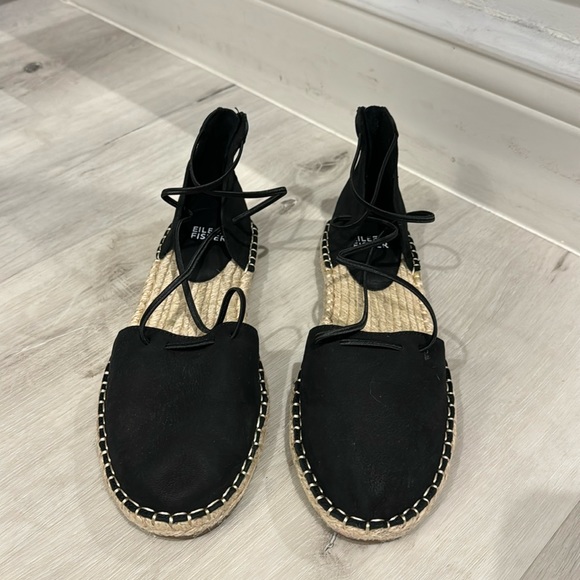 Eileen Fischer NWT Lee Flat Espadrille in Black Suede with back zipper. - Picture 4 of 11